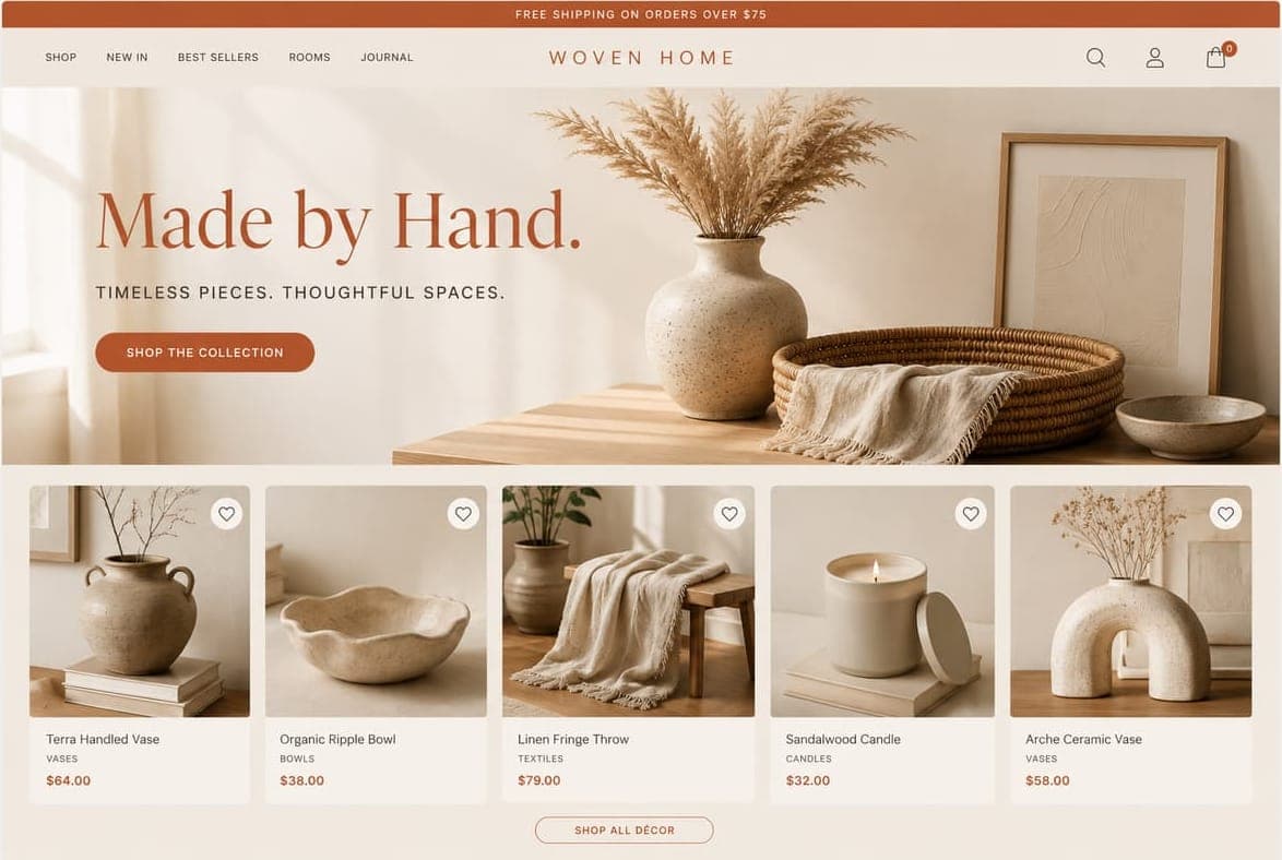 Woven Home — Shopify store built by Rystella