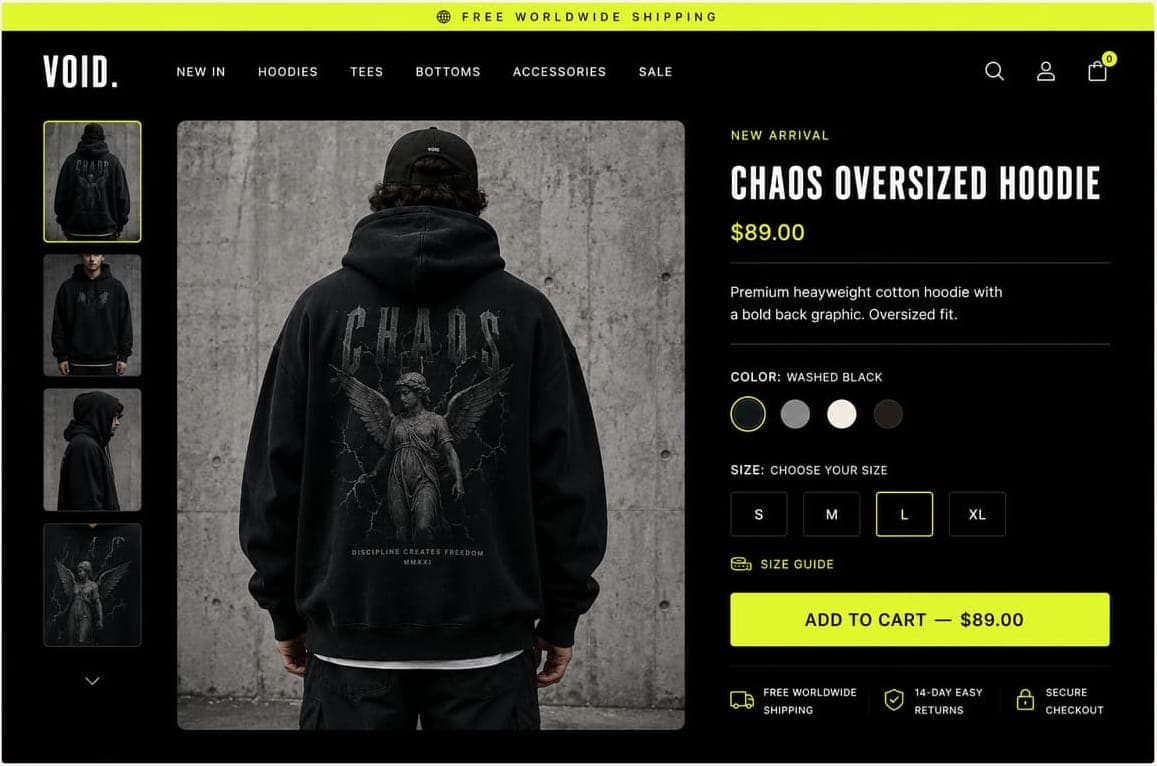 VOID. — Shopify store built by Rystella